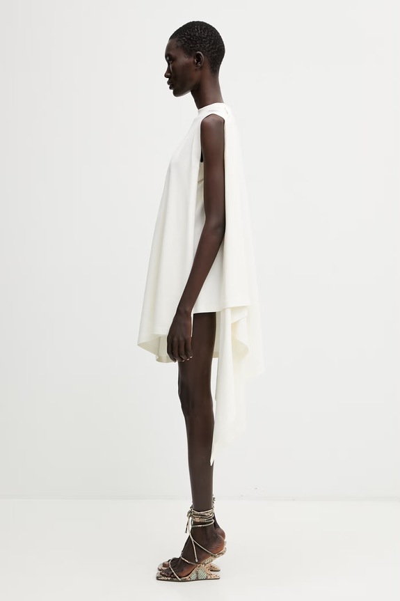 Coperni Oversize obleka iz viskoze Zero Waste Draped COPJS194F5093 bež SS26