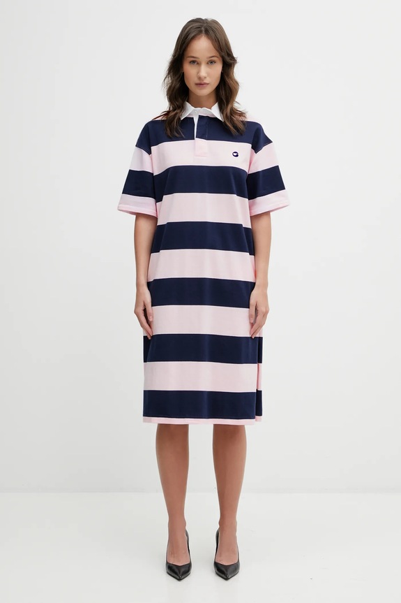 Coperni rochie din bumbac Striped Polo fixat roz COPJS216F5026