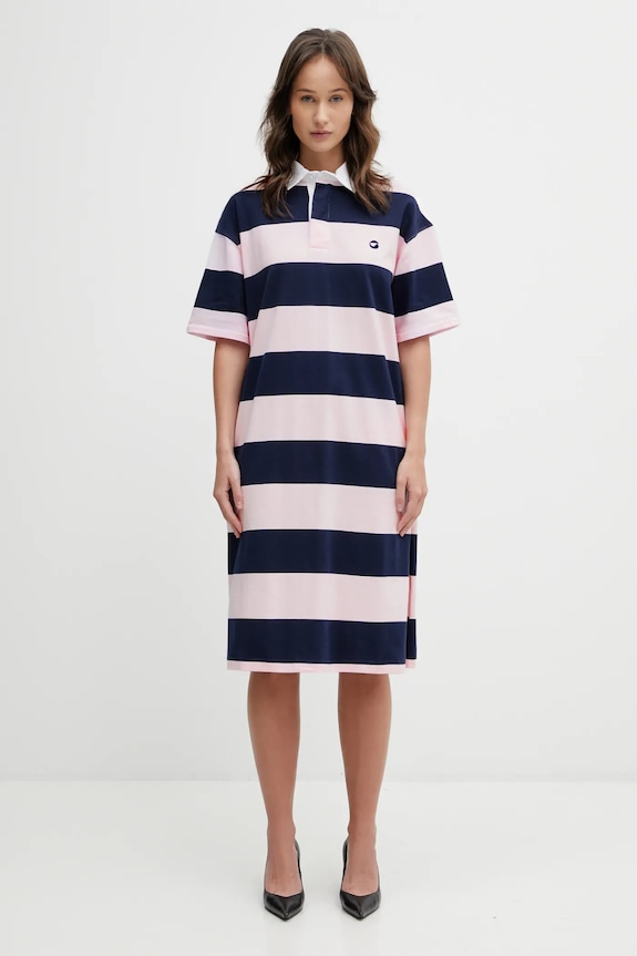 Coperni rochie din bumbac Striped Polo fixat roz COPJS216F5026
