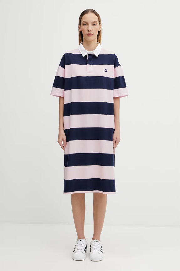 Coperni vestito in cotone Striped Polo cotone rosa COPJS216F5026