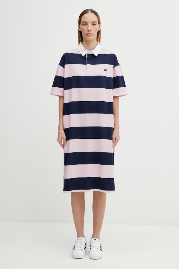 Coperni vestito in cotone Striped Polo cotone rosa COPJS216F5026