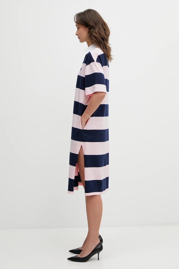 Coperni rochie din bumbac Striped Polo COPJS216F5026 roz SS26