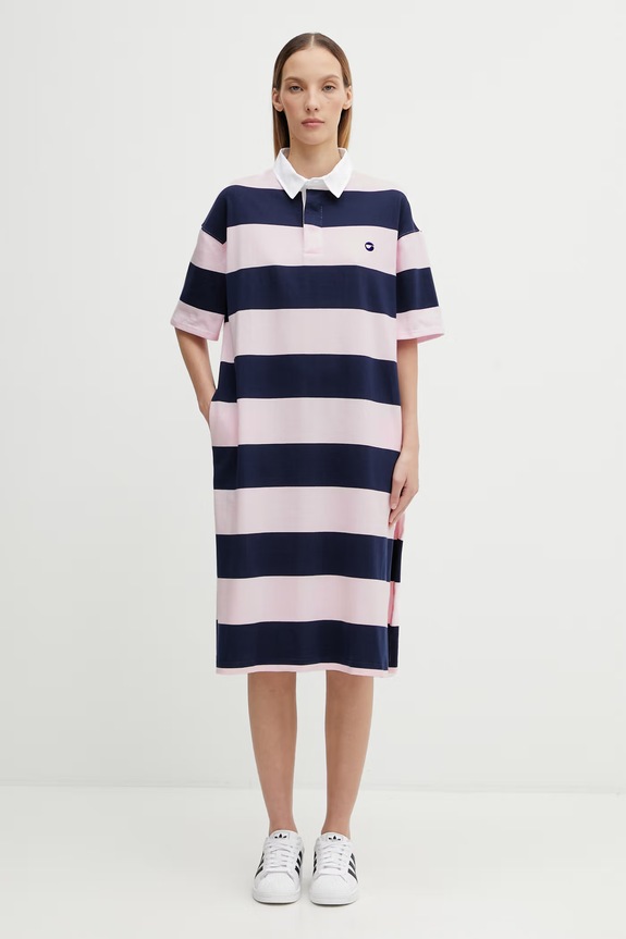 Coperni vestito in cotone Striped Polo COPJS216F5026 rosa
