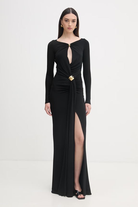 Elisabetta Franchi φόρεμα με βισκόζη μαύρο ABR1461E2