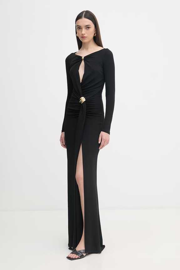 Elisabetta Franchi φόρεμα με βισκόζη ABR1461E2 μαύρο SS26