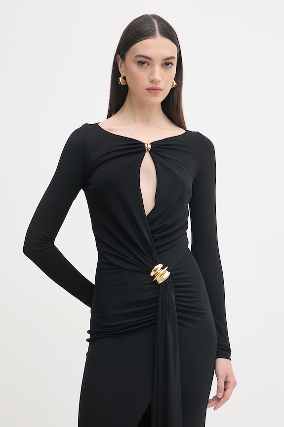 Elisabetta Franchi φόρεμα με βισκόζη μαύρο ABR1461E2