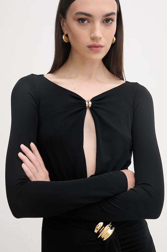 Elisabetta Franchi φόρεμα με βισκόζη ABR1461E2 μαύρο