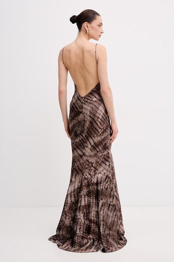 Ρούχα Elisabetta Franchi Φόρεμα lingerie με βισκόζη ABR3061E2 καφέ