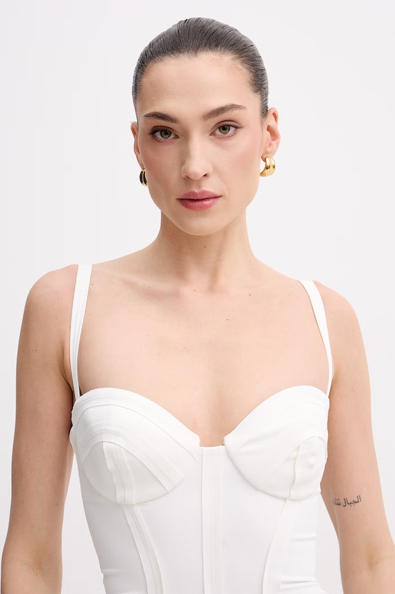 Elisabetta Franchi Sukienka bodycon beżowy AB91861E2