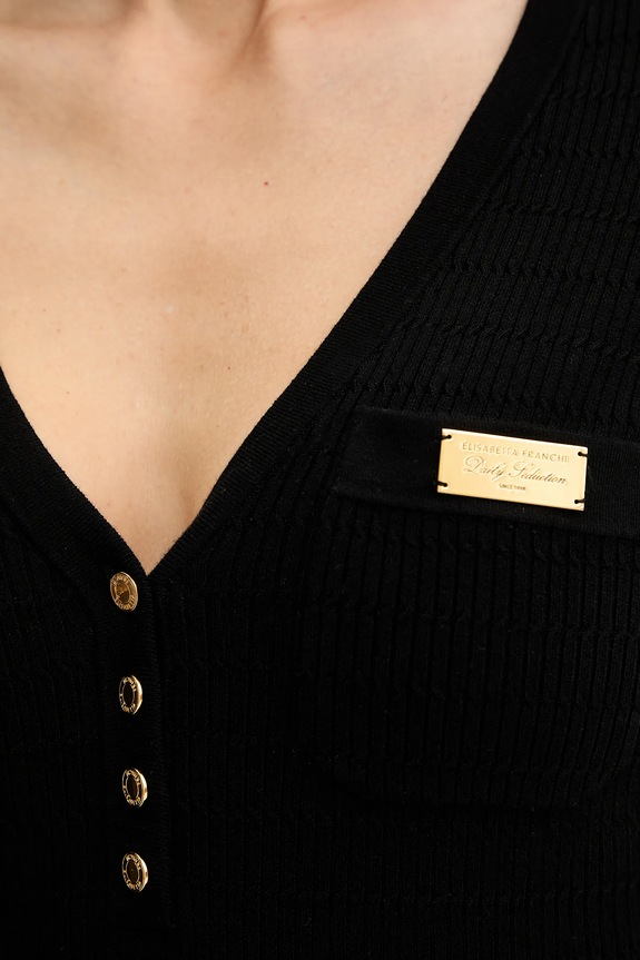 Φόρεμα με προσθήκη μεταξιού Elisabetta Franchi AM14B61E2 μαύρο