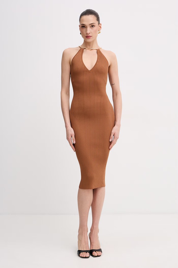 Elisabetta Franchi φόρεμα bodycon καφέ AM16S61E2