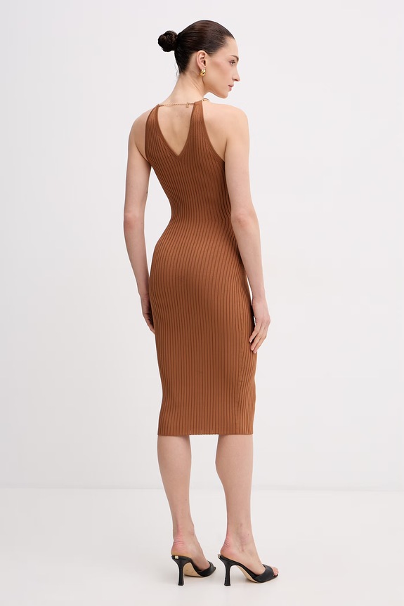 Ρούχα Elisabetta Franchi φόρεμα bodycon AM16S61E2 καφέ