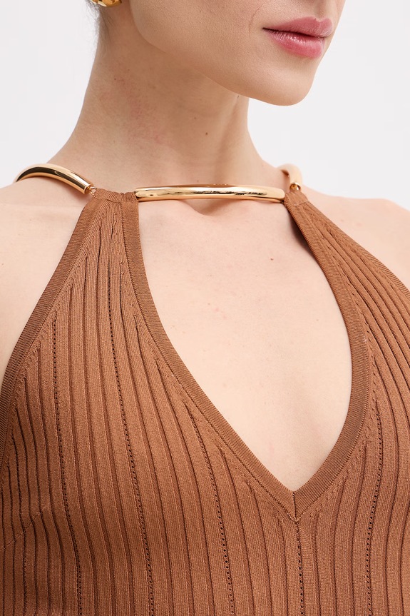 Elisabetta Franchi φόρεμα bodycon καφέ AM16S61E2