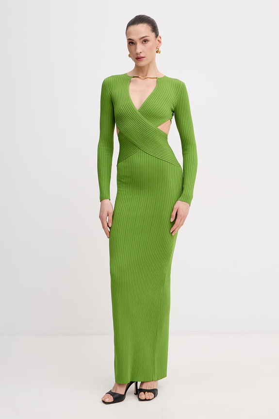 Elisabetta Franchi Φόρεμα bodycon με βισκόζη πράσινο AM17S61E2