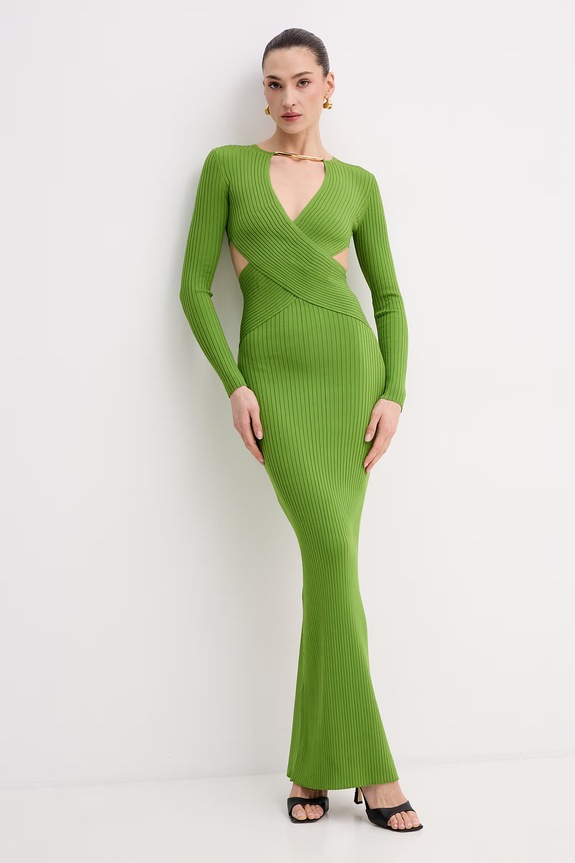 Elisabetta Franchi Φόρεμα bodycon με βισκόζη AM17S61E2 πράσινο SS26