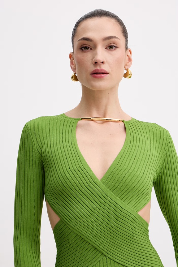 Elisabetta Franchi Φόρεμα bodycon με βισκόζη πράσινο AM17S61E2