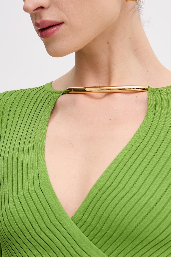 Elisabetta Franchi Φόρεμα bodycon με βισκόζη AM17S61E2 πράσινο