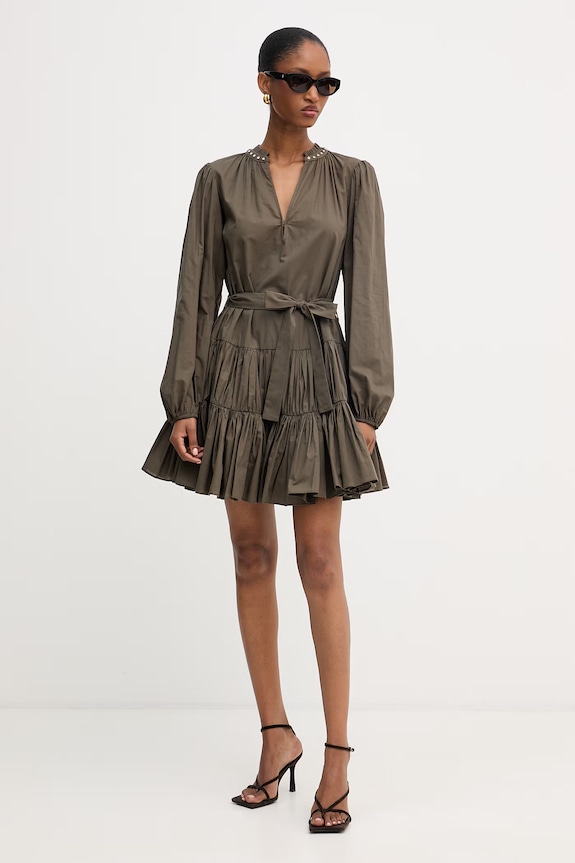 Liu Jo rochie evazată din bumbac WA6363.T409A verde SS26