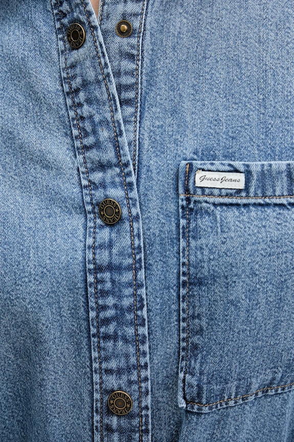 Βαμβακερό φόρεμα Guess Jeans W6RK26.D5M81 μπλε