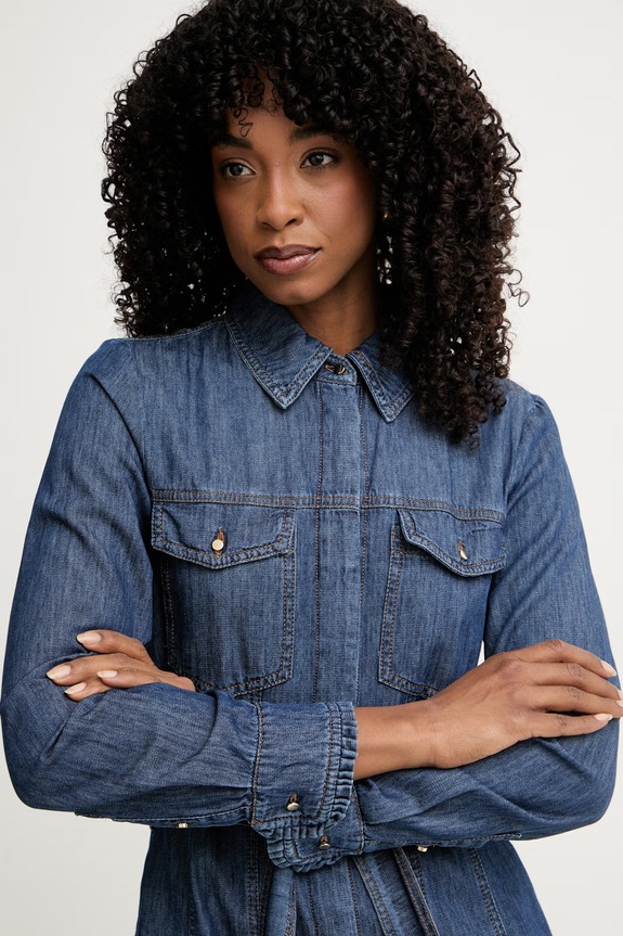 iBlues φόρεμα flared ντένιμ STAFFA 2617221081200 μπλε