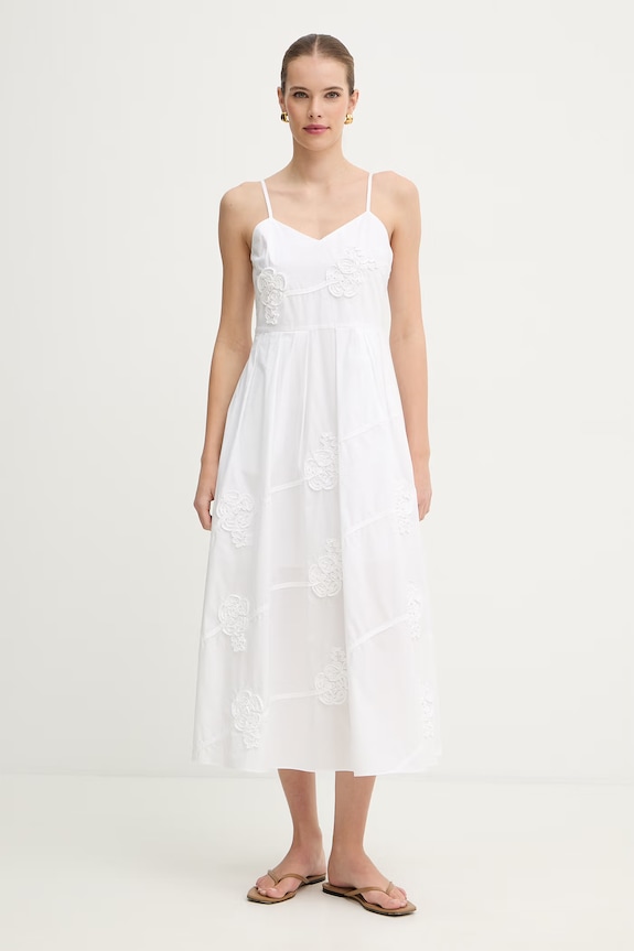 Marella rochie din bumbac FIORE midi alb 2613221052200
