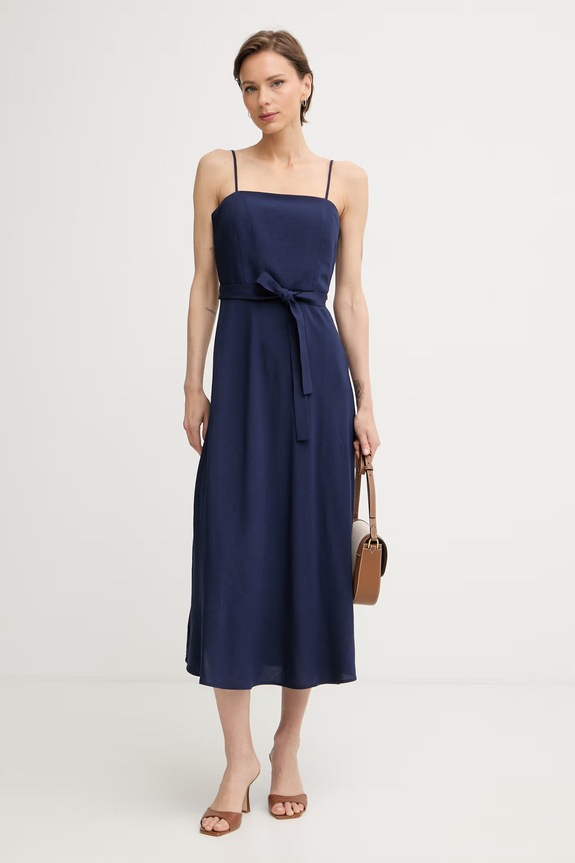 Marella poletna obleka z lanom Emme by Marella 2615221162200 mornarsko modra SS26