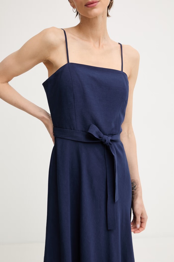 Marella poletna obleka z lanom Emme by Marella 2615221162200 mornarsko modra