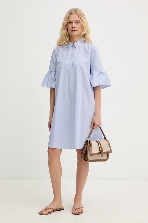 Marella φόρεμα babydoll βαμβακερό Emme by Marella 2615221192200 μπλε SS26