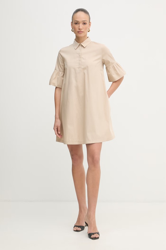 Marella βαμβακερό φόρεμα babydoll Emme by Marella 2615221192200 μπεζ SS26