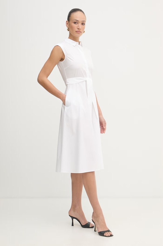 Marella haljina u stilu košulje od pamuka Emme by Marella 2615221202200 bijela SS26