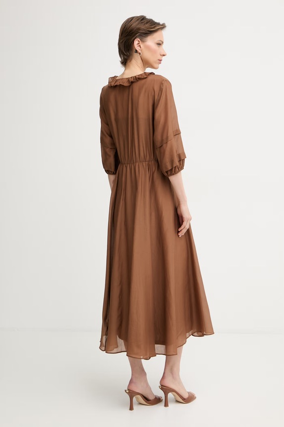 Îmbrăcăminte iBlues rochie de vară cu amestec de mătase RADENTE 2617221112200 maro