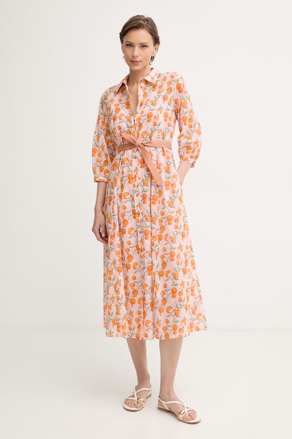 iBlues rochie tip cămașă din bumbac SALMO roz 2617221252200