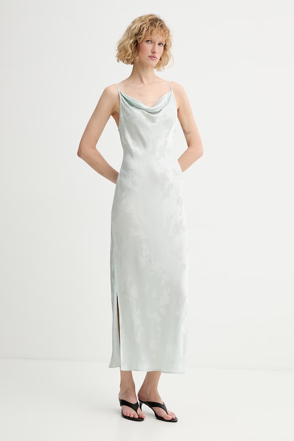 Calvin Klein spodnicové šaty z viskózy zelená LV044F011G