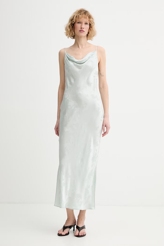 Calvin Klein spodnicové šaty z viskózy LV044F011G zelená SS26