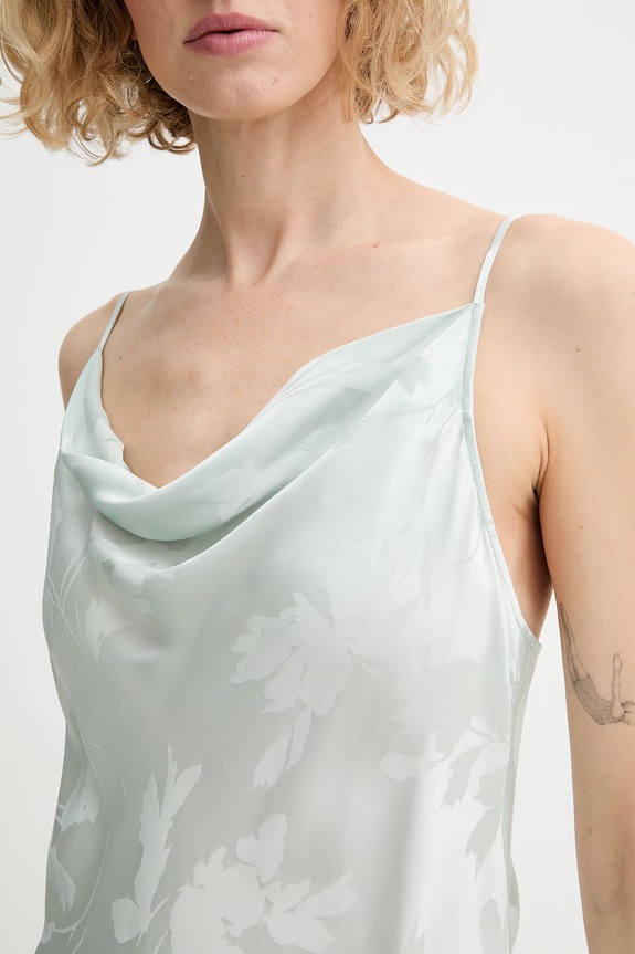 Calvin Klein spodnicové šaty z viskózy LV044F011G zelená