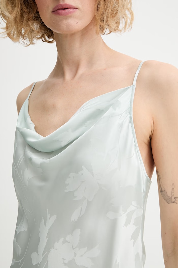Calvin Klein spodnicové šaty z viskózy LV044F011G zelená