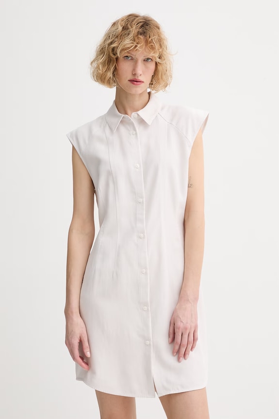 Calvin Klein rochie de vară cu amestec de in bej LV044F015G