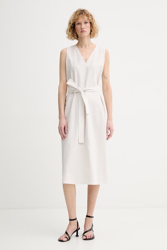 Calvin Klein rochie de vară cu in LV044F040G bej SS26