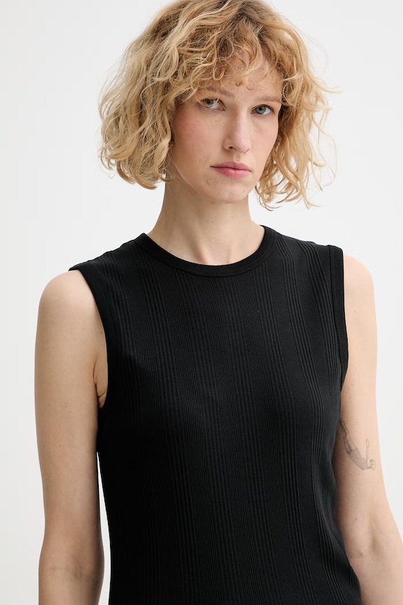 Calvin Klein asszimetrikus ruha pamut elasztánnal fekete LV044F214G
