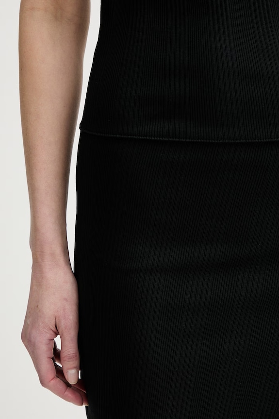 Calvin Klein asszimetrikus ruha pamut elasztánnal LV044F214G fekete