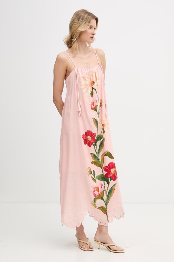 Barbour rochie de vară cu in x Farm Rio LDR1032 roz SS26