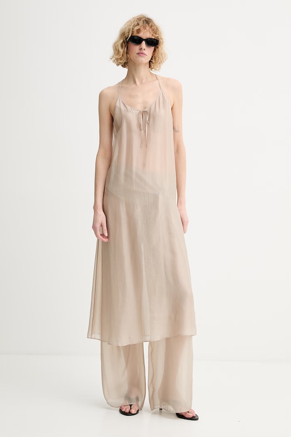 Calvin Klein rochie lenjerie intimă cu vâscoză LV00Q61159 bej SS26