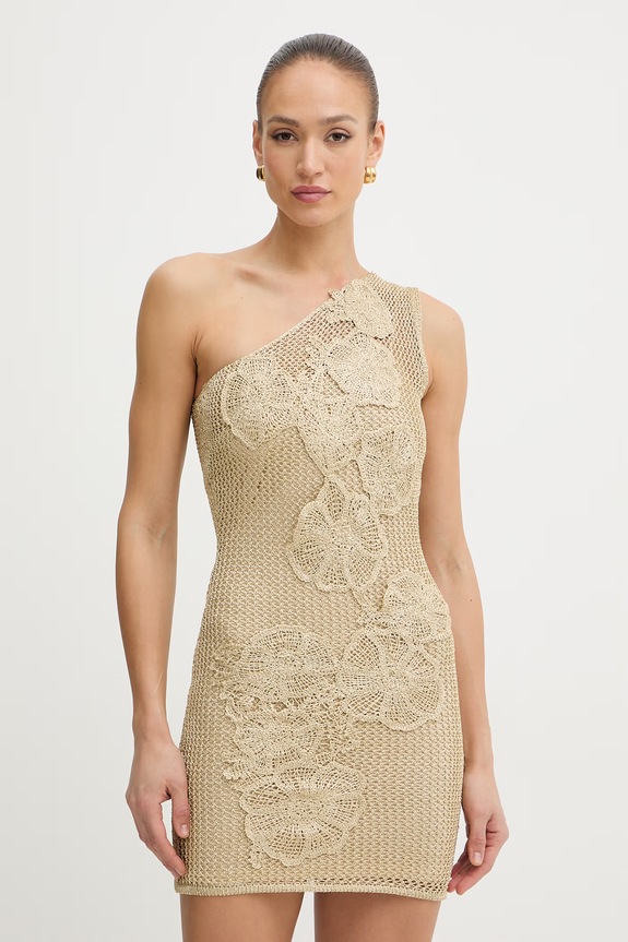 Simona Corsellini vestito traforato oro P26CEABO5201