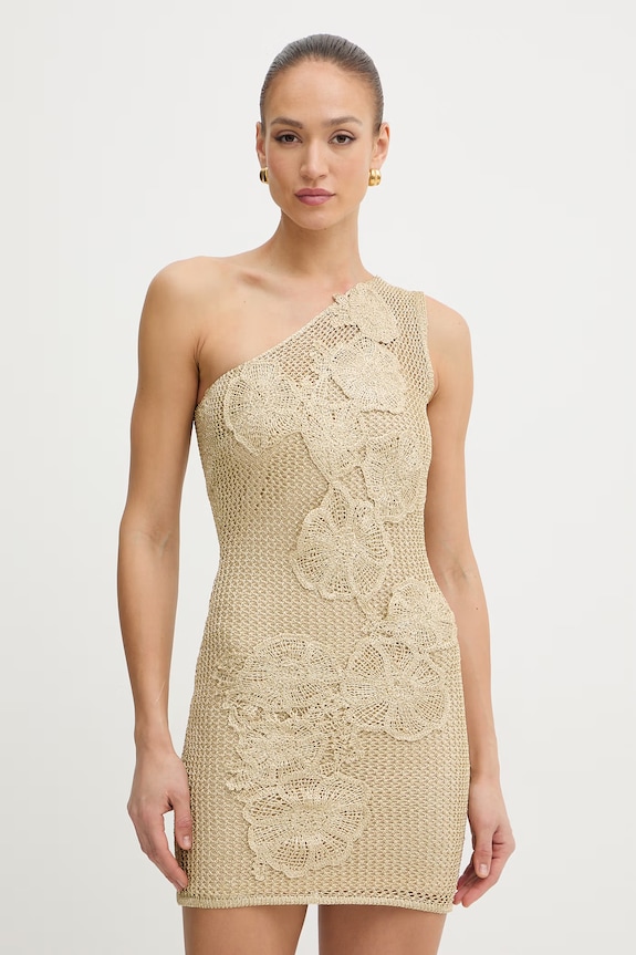 Simona Corsellini vestito traforato oro P26CEABO5201