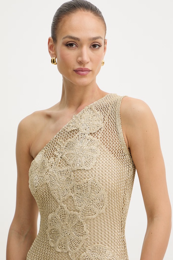 Simona Corsellini vestito traforato oro P26CEABO5201