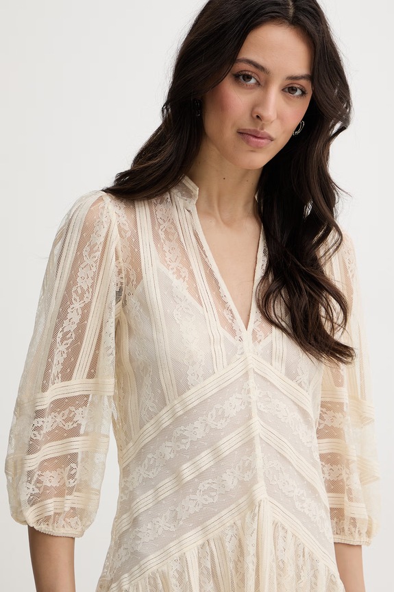 Twinset sukienka koronkowa beżowy 261TP2543