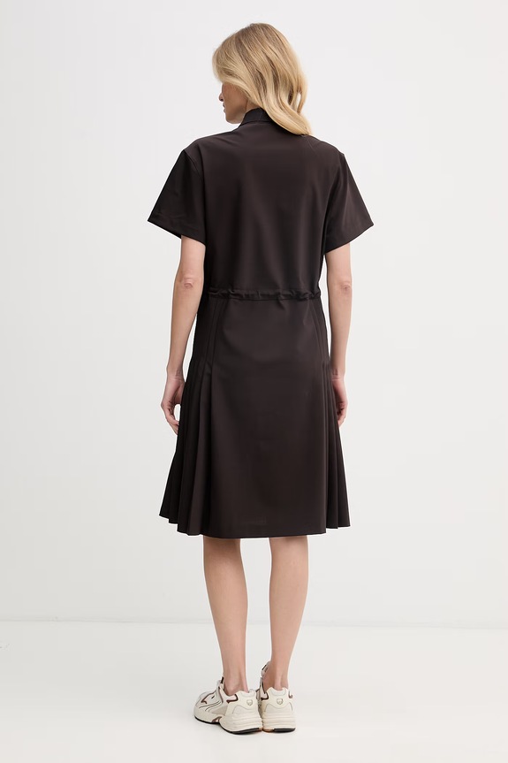 Odzież Lacoste sukienka letnia z wełną EF0197 brązowy