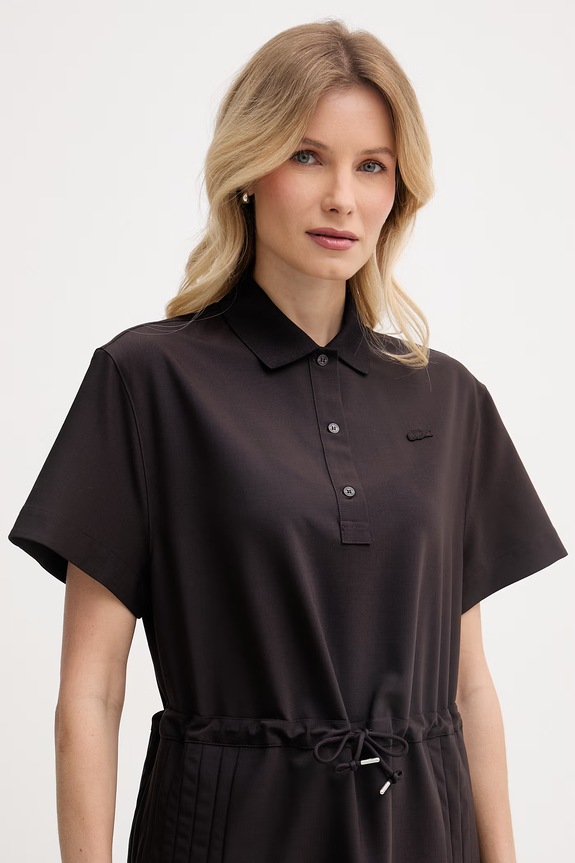 Lacoste sukienka letnia z wełną brązowy EF0197