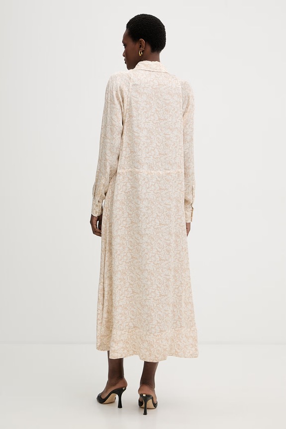 Ρούχα Trussardi καλοκαιρινό φόρεμα με βισκόζη 7494A001818N μπεζ