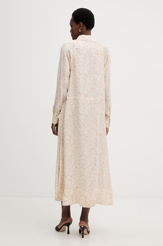 Ρούχα Trussardi καλοκαιρινό φόρεμα με βισκόζη 7494A001818N μπεζ